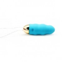 Vibrating Bullet 10 Speeds Rechargeable Remote Control Blue